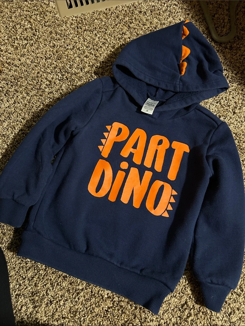 Carter's Navy Hoodie with Orange 'PART DINO' Graphic